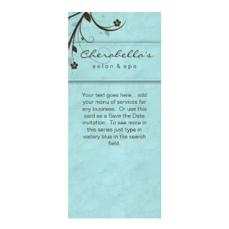 Rack Card Watery Blue Floral Salon Wellness-Center Werbekarte