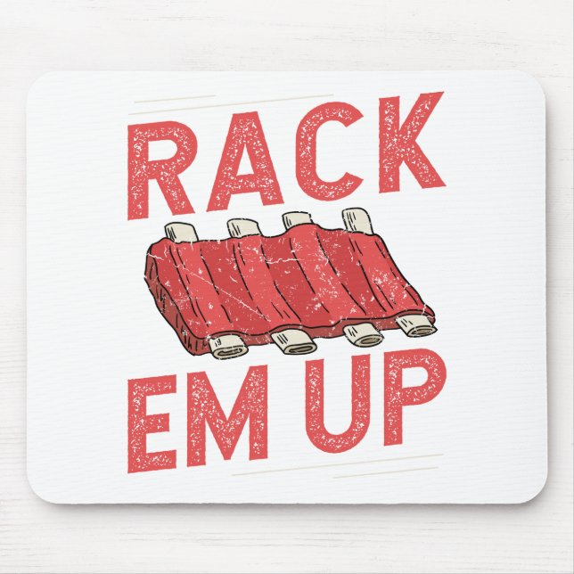 Rack em Up Ribs Lover Schweinefleisch GRILLEN Kurz Mousepad (Vorne)