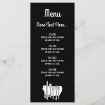 Rack-Karte des Schwarzweiß-Siverware-Designmenüs