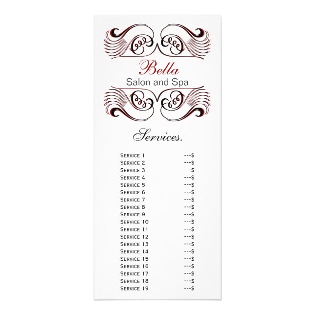 Rack-Karte mit schick roten, schwarzen und weißen  Werbekarte (Vorne)