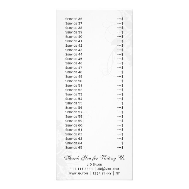 Rack-Karte mit schicken schwarz-weißen Services Werbekarte (Vorne)