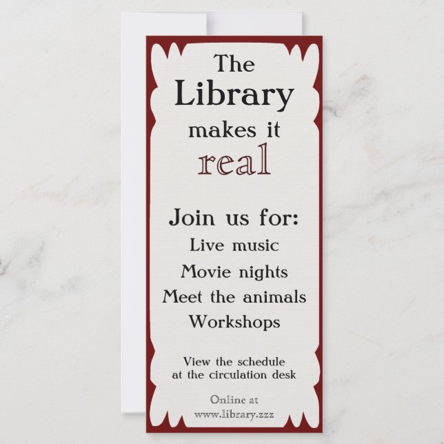 Rackcard für Bibliotheksereignisse (Vorderseite)