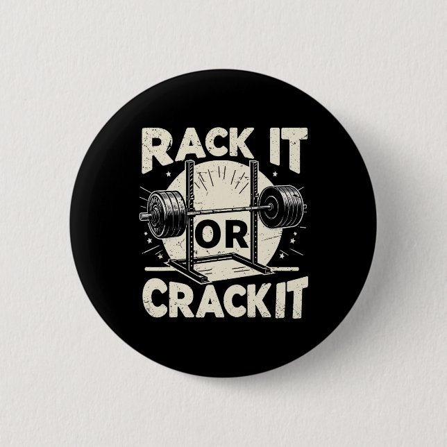 Racken oder Crack-It-Barbell-Bodybuilding 1 Button (Vorderseite)