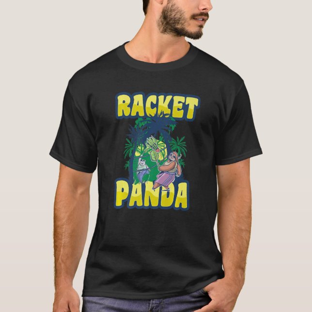 Racket Panda Graphic Badminton Player Shuttlecock T-Shirt (Vorderseite)