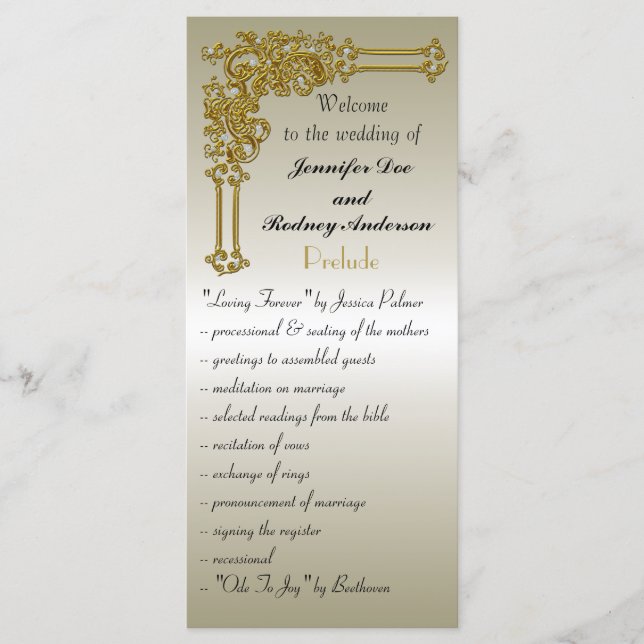 Rackkarte für das Hochzeitsprogramm Programm (Vorderseite)