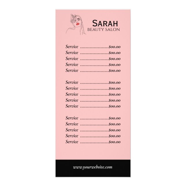 Rackkarte für den Schönheitssalon Werbekarte (Vorne)
