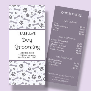 Rackkarte für die Dog Grooming Service Price Werbekarte