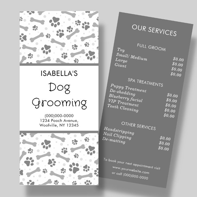 Rackkarte für die Dog Grooming Service Price Werbekarte (Von Creator hochgeladen)