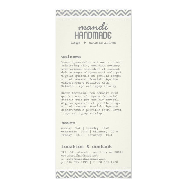 Rackkarte für niedliche Zickzack Streifen Werbekarte (Vorne)