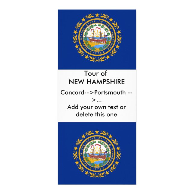 Rackkarte mit Flag of New Hampshire, USA Werbekarte (Vorne)