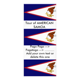 Rackkarte mit Flag von American Samoa, USA. Werbekarte