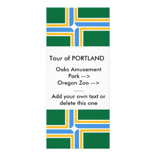 Rackkarte mit Flagge von Portland, USA. Werbekarte