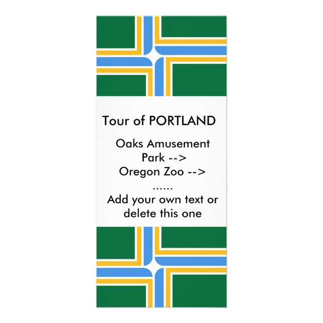 Rackkarte mit Flagge von Portland, USA. Werbekarte (Vorne)