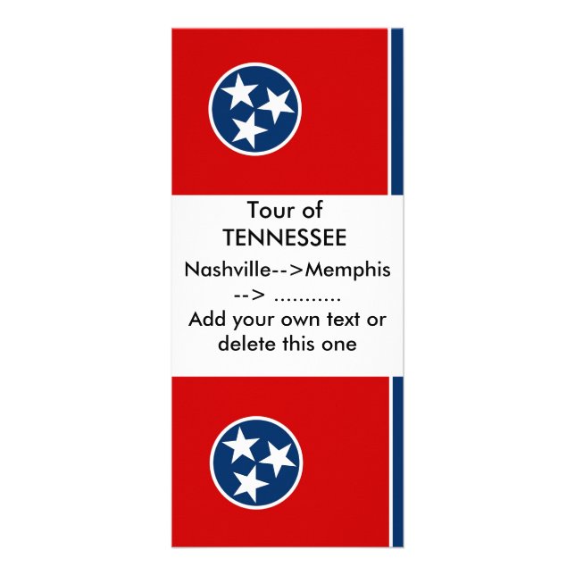 Rackkarte mit Flagge von Tennessee, USA. Werbekarte (Vorne)