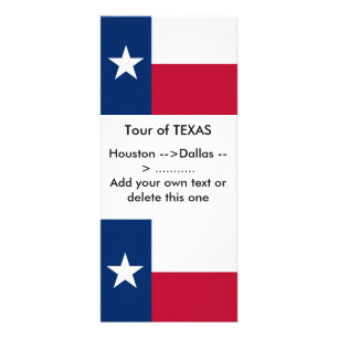 Rackkarte mit Flagge von Texas, USA. Werbekarte