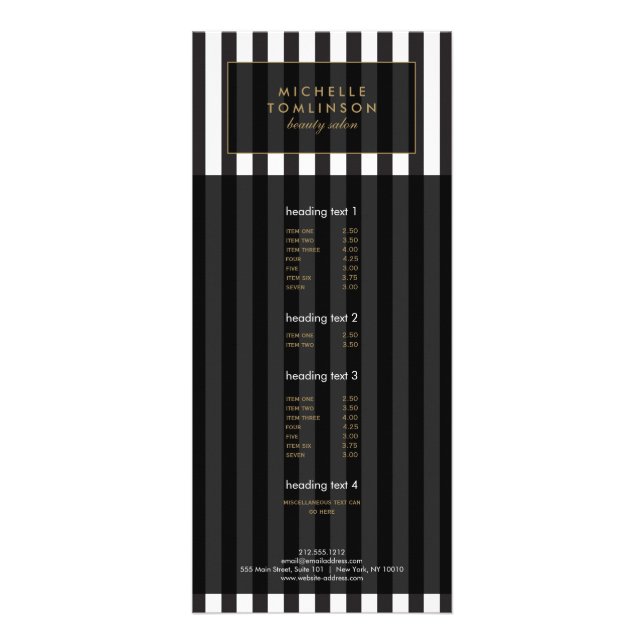 Rackkarte Schwarz/Weiß Streifen Salon III Werbekarte (Vorne)