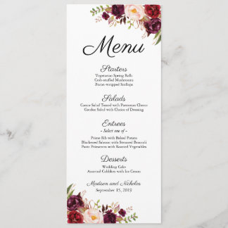 Rackkarten für Marsala und Pink Floral Menükarte