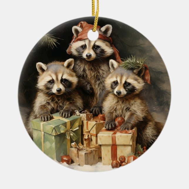 Racons und Weihnachtsgeschenke Keramik Ornament (Vorne)