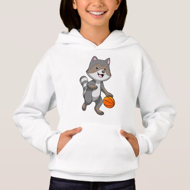 Racoon als Basketballspieler mit Basketball Hoodie (Vorderseite)