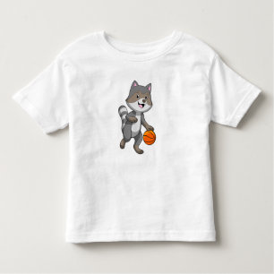 Racoon als Basketballspieler mit Basketball Kleinkind T-shirt