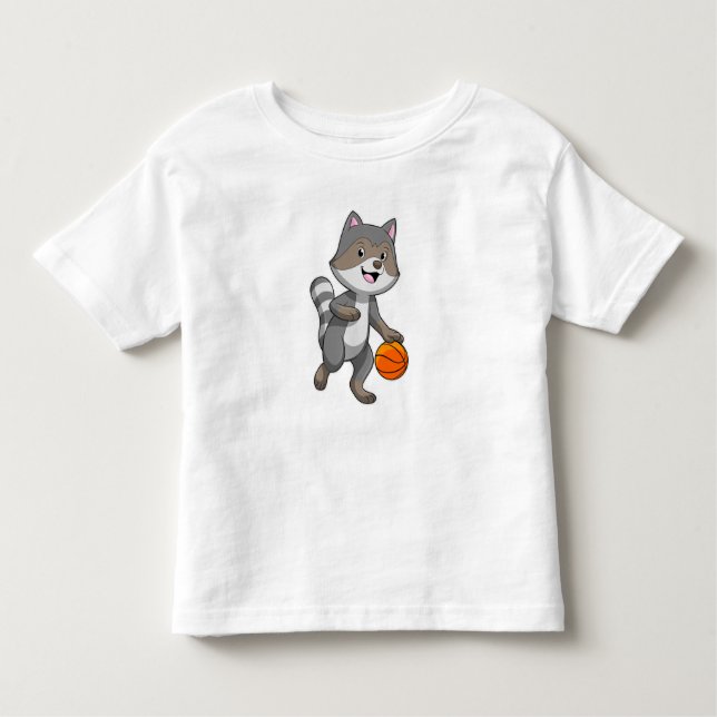 Racoon als Basketballspieler mit Basketball Kleinkind T-shirt (Vorderseite)