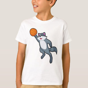 Racoon als Basketballspieler mit Basketball T-Shirt