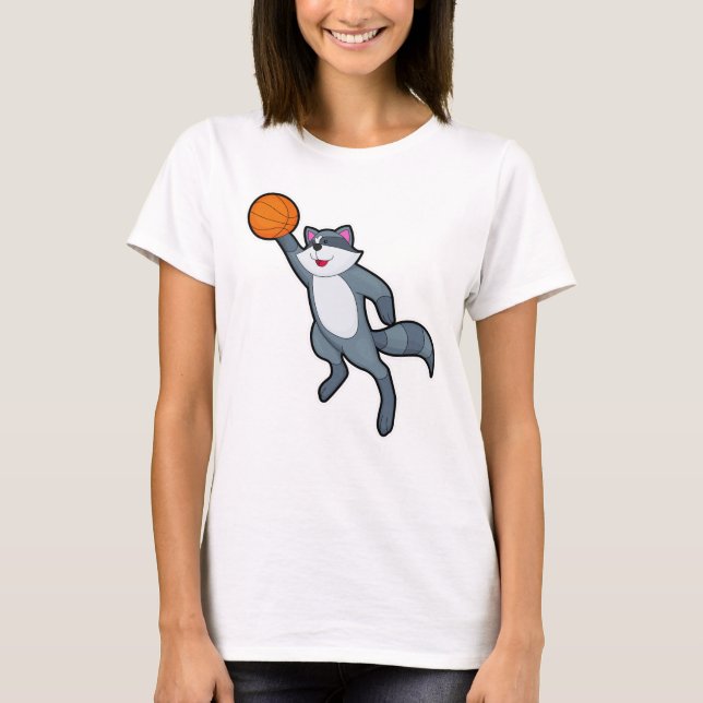 Racoon als Basketballspieler mit Basketball T-Shirt (Vorderseite)