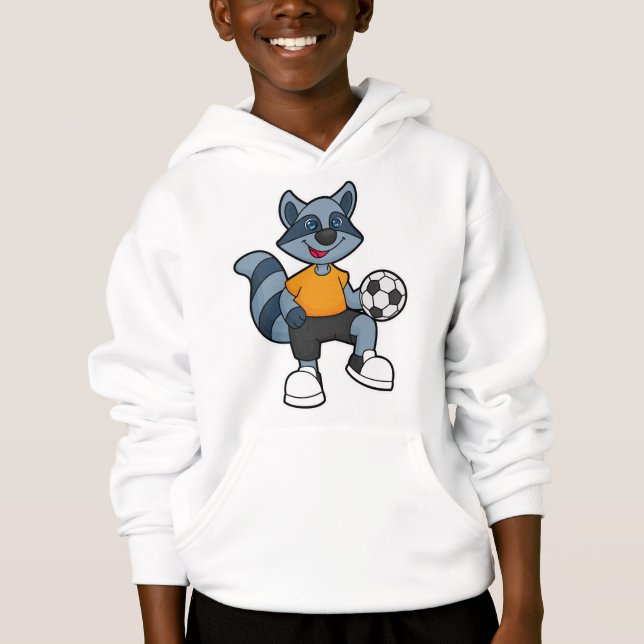 Racoon als Fußballspieler mit Fußball Hoodie (Vorderseite)