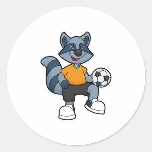 Racoon als Fußballspieler mit Fußball Runder Aufkleber