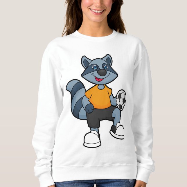 Racoon als Fußballspieler mit Fußball Sweatshirt (Vorderseite)