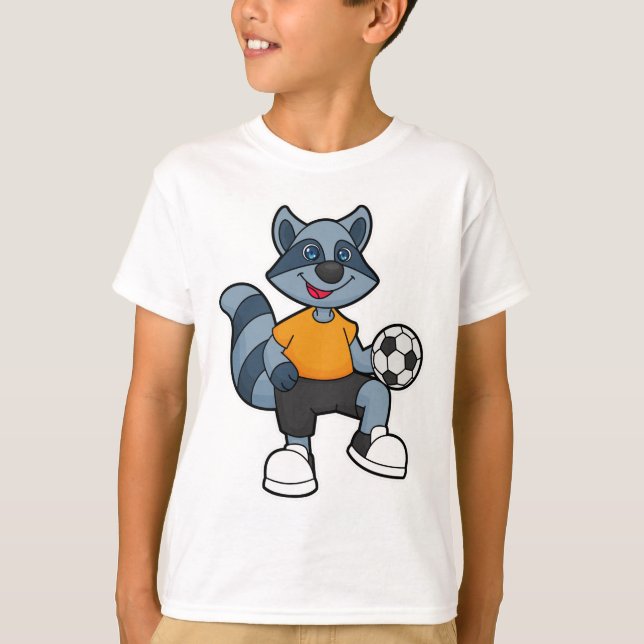 Racoon als Fußballspieler mit Fußball T-Shirt (Vorderseite)