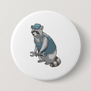 Racoon als Handwerker mit Wrench Button