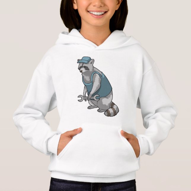Racoon als Handwerker mit Wrench Hoodie (Vorderseite)