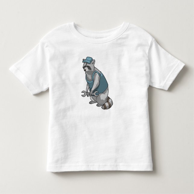 Racoon als Handwerker mit Wrench Kleinkind T-shirt (Vorderseite)