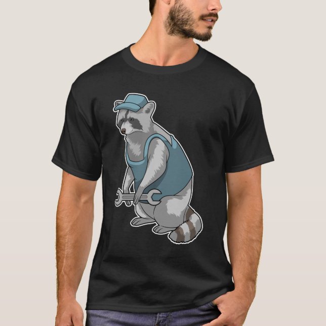 Racoon als Handwerker mit Wrench T-Shirt (Vorderseite)