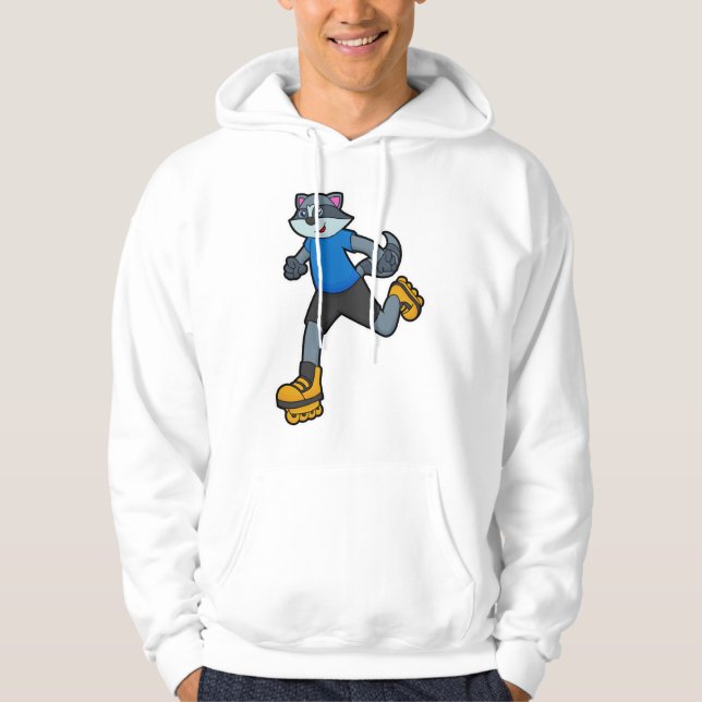Racoon als Skater mit Inline-Skaten Hoodie (Vorderseite)
