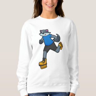Racoon als Skater mit Inline-Skaten Sweatshirt