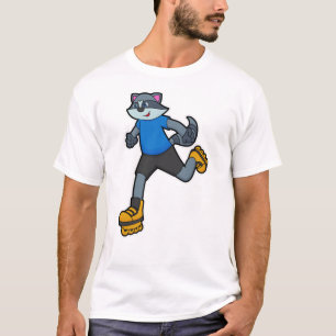 Racoon als Skater mit Inline-Skaten T-Shirt