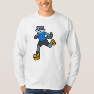 Racoon als Skater mit Inline-Skaten T-Shirt