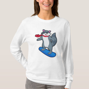 Racoon als Snowboarder mit Snowboard & Scarf T-Shirt
