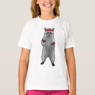 Racoon an der Fitness mit Dumbells T-Shirt