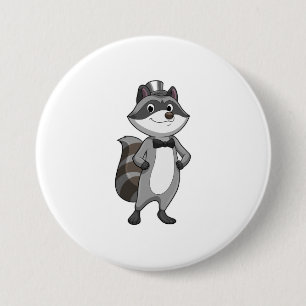 Racoon as Groom mit Krawatte Button