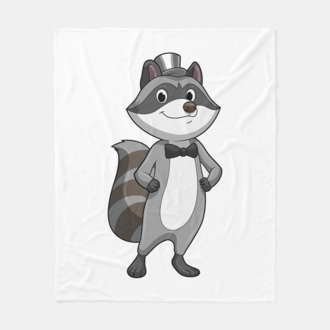 Racoon as Groom mit Krawatte Fleecedecke (Vorderseite)