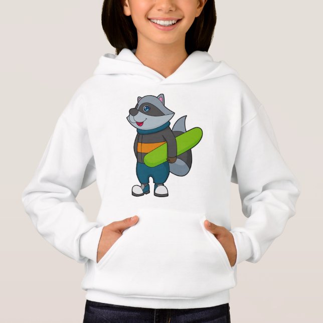 Racoon as Snowboarder with Snowboard Hoodie (Vorderseite)