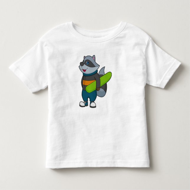 Racoon as Snowboarder with Snowboard Kleinkind T-shirt (Vorderseite)