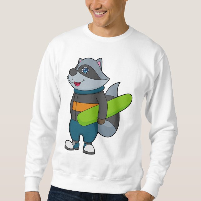 Racoon as Snowboarder with Snowboard Sweatshirt (Vorderseite)
