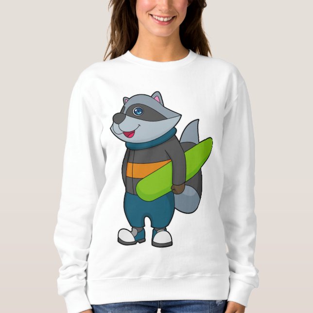 Racoon as Snowboarder with Snowboard Sweatshirt (Vorderseite)