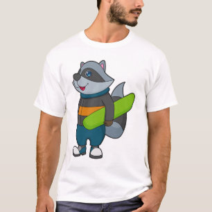 Racoon as Snowboarder with Snowboard T-Shirt