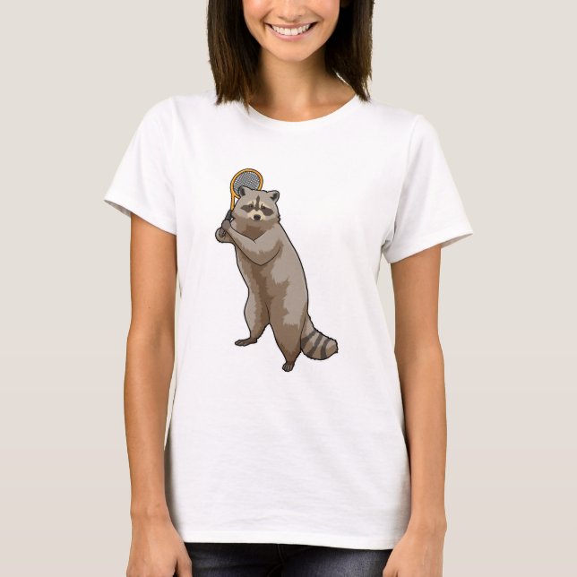 Racoon at Tennis with Tennis racket T-Shirt (Vorderseite)