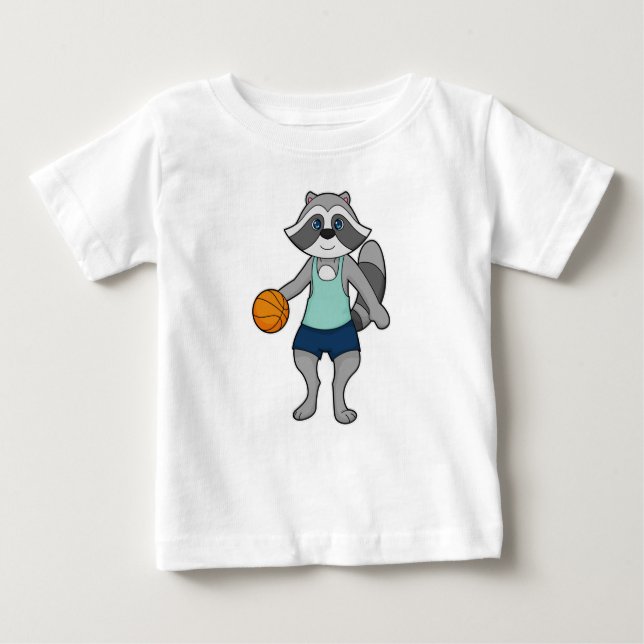 Racoon Basketball-Spieler Basketball Baby T-shirt (Vorderseite)